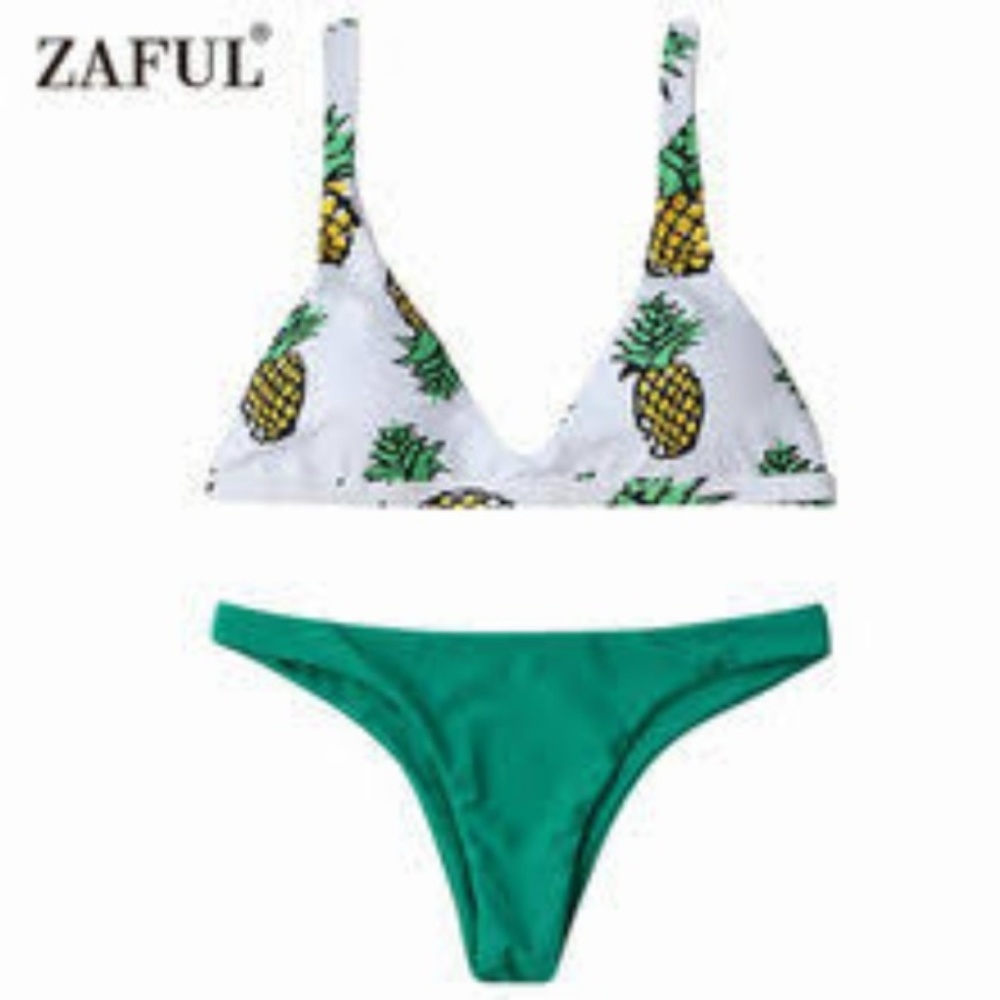 High Cut Pineapple Print Bikini Set